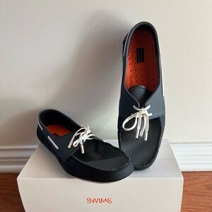 Swims Men's Black/Grey Sporty Loafers with Ivory Laces. Size: 12m MSRP: $178